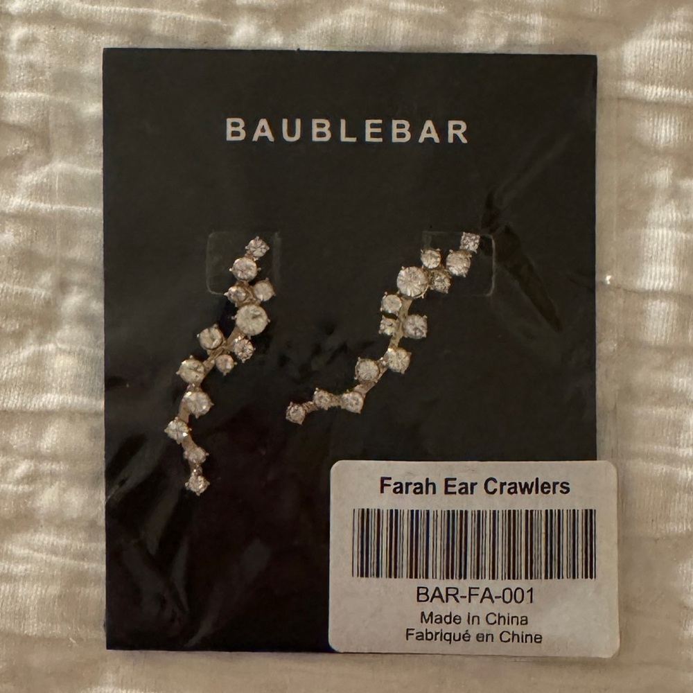 NWT BaubleBar Sparkling Silver Ear Crawlers